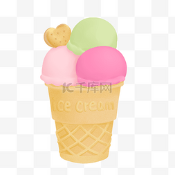 夏天美食冰淇淋插画