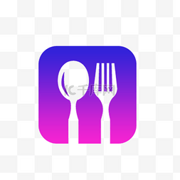 西餐图标图片_紫色扁平渐变美食娱乐APP图标西餐