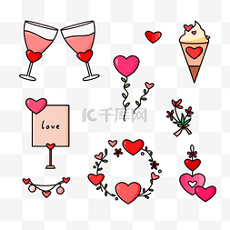 冰淇淋情人节图片_情人节卡通红色爱心