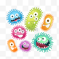 手绘卡通细菌病毒微生物图像