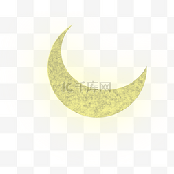 黄色发光月亮图片_手绘卡通发光的月亮免扣元素
