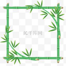 边框装饰竹叶图片_bamboo tree 竹子茎杆和竹叶组成的框