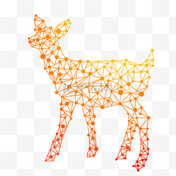 渐变鹿图片_渐变橙色小鹿不规则点线