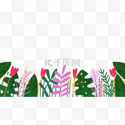彩色植物边框图片_手绘卡通彩色植物叶子边框免扣元