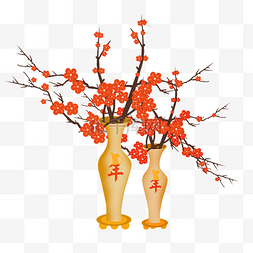 红色鼠年图片_2020鼠年红梅装饰喜庆春节