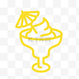 黄色冰淇淋卡通图片_黄色冰淇淋图标免扣图