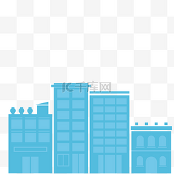 房子建筑楼盘图片_卡通蓝色的建筑城市