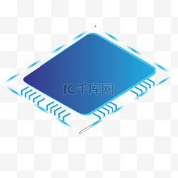 蓝色扁平化纹理图片_蓝色创意电脑芯片元素
