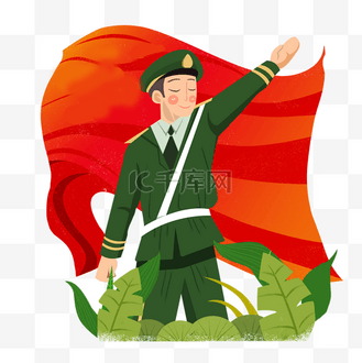 建军节红色军人png素材