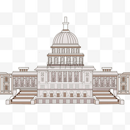 白宫建筑图片_手绘线稿白宫建筑白宫