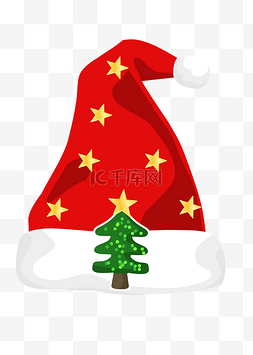 圣诞白色五角星图片_星星图案的圣诞帽