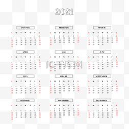 2021 calendar 简约线条新年日历红黑