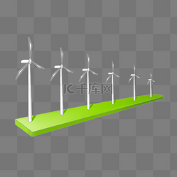 风力发电环保图片_银色风力发电机组插画