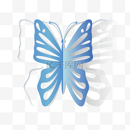 蓝色剪纸镂空蝴蝶
