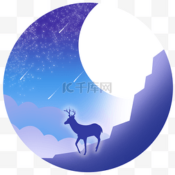 星空图片_仲夏夜扁平风插画