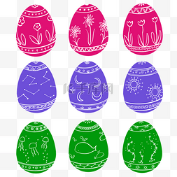 复活节彩蛋图案图片_手绘矢量创意复活节彩蛋