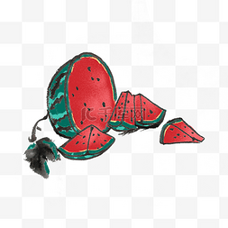 夏季美食西瓜图片_清凉解渴大西瓜夏天手绘插画