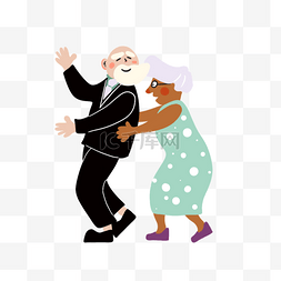 老人激动跳舞插画
