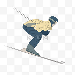 手绘滑雪人物元素