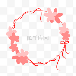 手绘蝴蝶结框图片_母亲节创意粉色花朵蝴蝶结边框