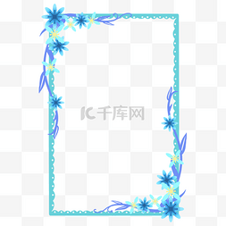 蓝色花卉边框图片_蓝色植物边框