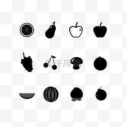 西瓜图标图片_图标黑白水果图标
