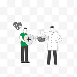 绿色药瓶卡通图片_卡通手绘医疗盾牌插画