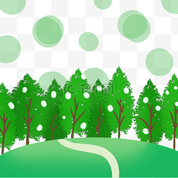 绿色树林清新插画风