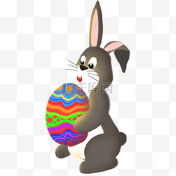兔子耳朵的图片_手捧彩蛋的兔子