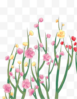 春季花朵花草描金