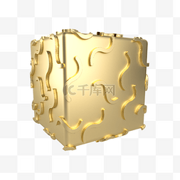 纹理质感金色金属图片_黄金立体纹理立方体