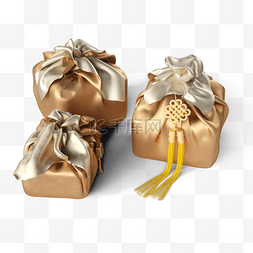 立体3d金色礼盒元素