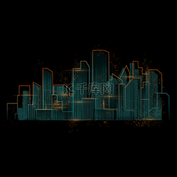 城市建筑科技背景图片_科技感渐变粒子城市