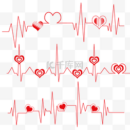 手绘爱心心电图图片_手绘风格爱心心电图线