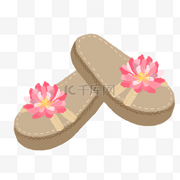 花朵夏季沙滩拖鞋PNG