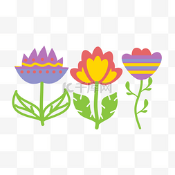 svg手绘彩色花朵元素