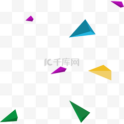 碎片三角图片_时尚彩色立体三角飞溅的碎片免抠