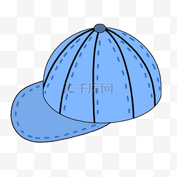 棒球帽卡通帽子图片_卡通蓝色棒球帽插画