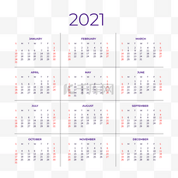 2021 calendar 矢量日历排版线条简约