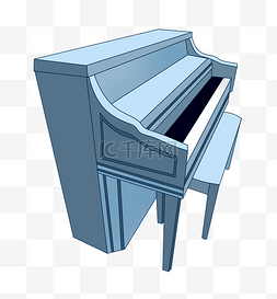 精美钢琴图片_蓝色的钢琴装饰插画