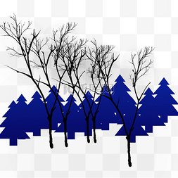 an树林素材图片_蓝色冬季树林