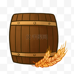 啤酒插画图片_木质酒桶啤酒插画