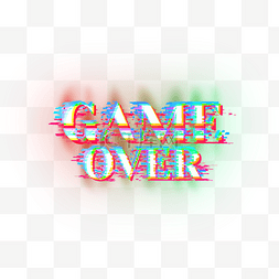 glitch电音故障风格彩色game over文字