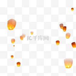 孔明灯漂浮素材图片_黄色中国风孔明灯漂浮素材