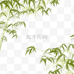 中绿色叶子图片_古风绿色写意竹子