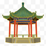国潮中式建筑寺庙亭子