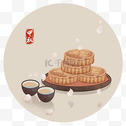 月饼茶点中秋习俗