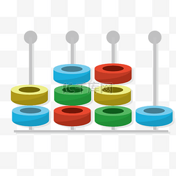 彩色圆环图表图片_圆环型柱状图标插画
