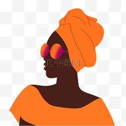 时尚眼镜插画图片_黑人妇女时尚眼镜插画元素