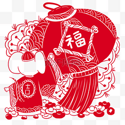 2020老鼠剪纸图片_2020年鼠年可爱老鼠红灯笼中国剪
